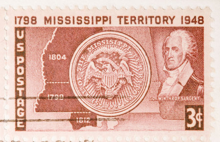 This is a Vintage Postage Stamp Mississippi Territory 1948の写真素材