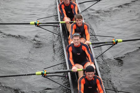 BOSTON - OCTOBER 24: Hobart College men's Crew competes in the Head of the Charles Regatta on October 24, 2010 in Boston, Massachusetts. のeditorial素材