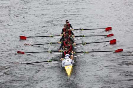 BOSTON - OCTOBER 23: Chaminade High School youth men Eights races in the Head of Charles Regatta....
