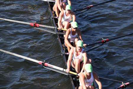 BOSTON - OCTOBER 20: Connecticut Boat Club races in the Head of Charles Regatta on October 20, 2013...
