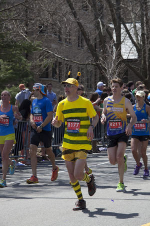 BOSTON - APRIL 21  Nearly 36000  runners participated in the Boston Marathon on April 21, 2014 in Boston  Meb Keflezighi  USA  finished first with a time of 2 08 37 のeditorial素材