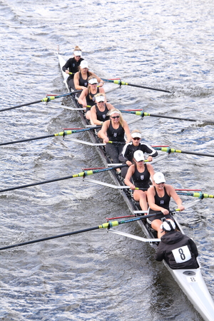 BOSTON - OCTOBER 18, 2015:  Saugatuck races in the Head of Charles Regatta Women's Youth Eightsのeditorial素材