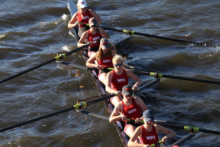 BOSTON - OCTOBER 23, 2016: WPI races in the Head of Charles Regatta Women's Collegiate Eightsのeditorial素材