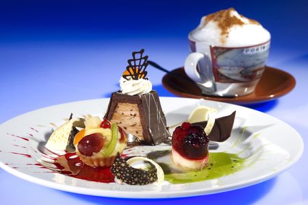 The mini desserts w cup of coffeの写真素材