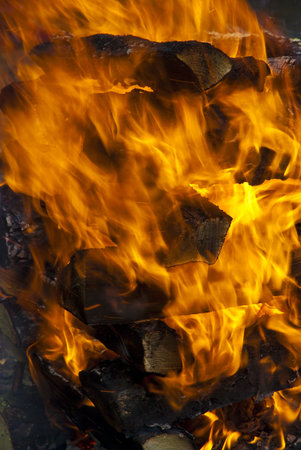 Inside the fire burning in the night 