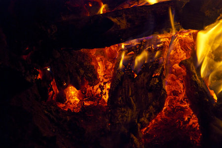 Inside the fire burning in the night 