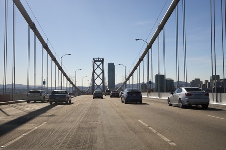 San Francisco Bay bridge trafficのeditorial素材