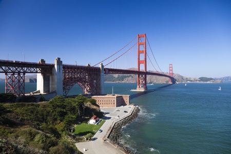 The Golden Gate Bridge in San Francisco bayのeditorial素材