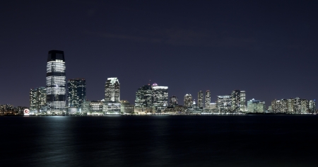 New Jersey and river Hudson in the nightの写真素材