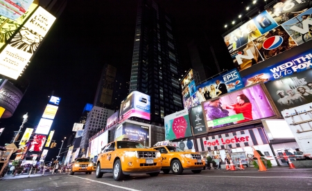 NEW YORK CITY - SEPT 18: Times Square, featured with Broadway Theaters, Taxi Cabs and animated LED signs, is a symbol of New York City and the United States, September 18, 2012 in Manhattan, New York Cityのeditorial素材