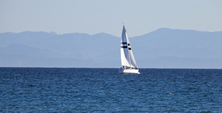 The Sailboat on the Seaの写真素材