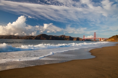 The Golden Gate Bridge in San Francisco bayの写真素材