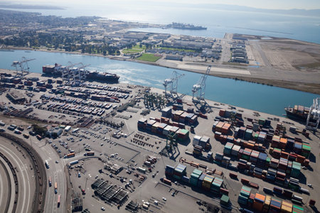 Oakland, California, USA - October 26, 2011  Port of Oakland, Middle Harbor Container Terminal ...