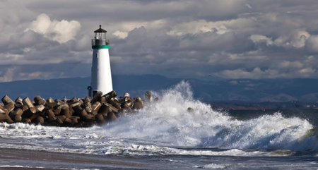 Lighthouse on Santa Cruz Shore
