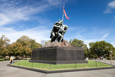 Washington DC, USA - October 20, 2014: Iwo Jima statue at Arlington National Cementery in Washington DC. The statue honors the Marines who have died defending the United States since 1775.のeditorial素材