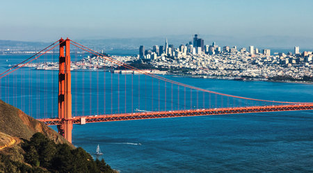 San Francisco from San Francisco Headlands and Golden Gate bridge
