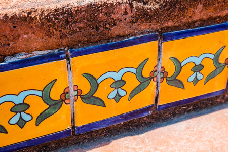 Mexican tiles on the stairsの写真素材
