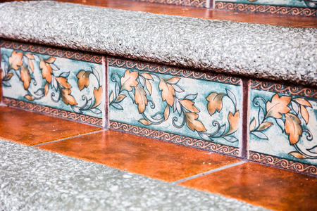Mexican tiles on the stairsの写真素材