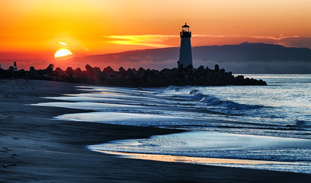 Lighthouse on Santa Cruz Shoreの写真素材