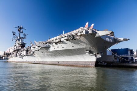 New York City-USA,October 7, 2016: New York Uptown, Intrepid Sea, Air and Space Museum. It is one of America`s leading historic and educational institucions and is opened since1982 and is centered on the aircraft carrier Intrepid.のeditorial素材