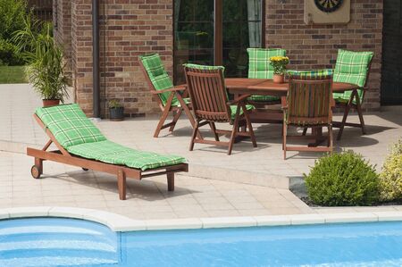 The Garden furniture by the poolの写真素材