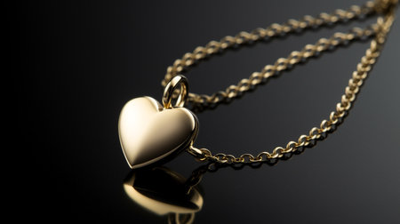 Gold plated heart charm necklace. Generative AIの素材