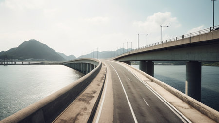 Highway road at coastal landscapes. Generative AIの素材