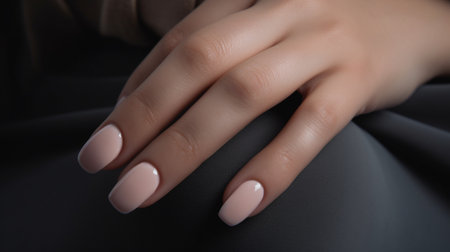 Perfect nail polish manicure on woman's fingers. Generative AIの素材
