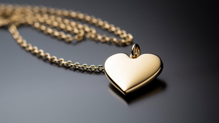 Gold plated heart charm necklace. Generative AIの素材