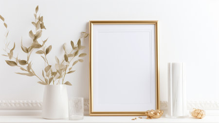 Empty frame on minimalistic background. Generative AIの素材