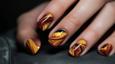 Perfect nail polish manicure on woman's fingers. Generative AIの素材