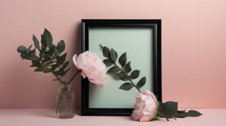 Empty frame on minimalistic background. Generative AIの素材