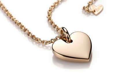 Gold plated heart charm necklace. Generative AIの素材