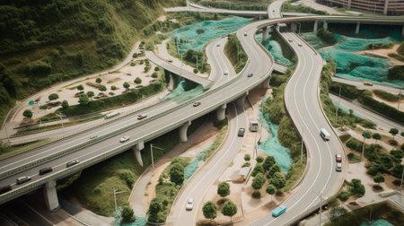 Highway road at coastal landscapes. Generative AIの素材