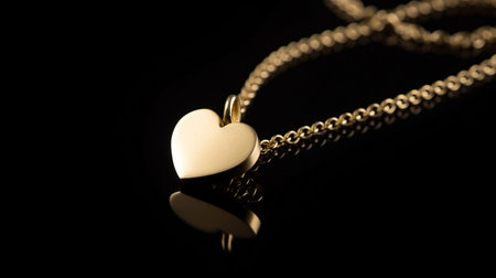 Gold plated heart charm necklace. Generative AIの素材