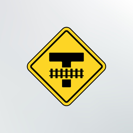 Warning traffic Railroad crossing icon.Vector illustration.のイラスト素材