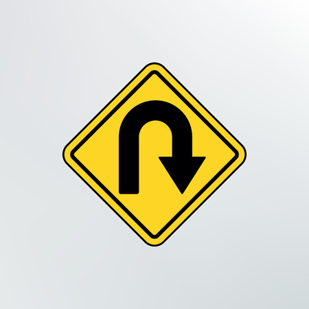 Hairpin curve warning icon.Vector illustration.のイラスト素材