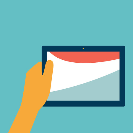 tablet in hand.vector illustration.のイラスト素材