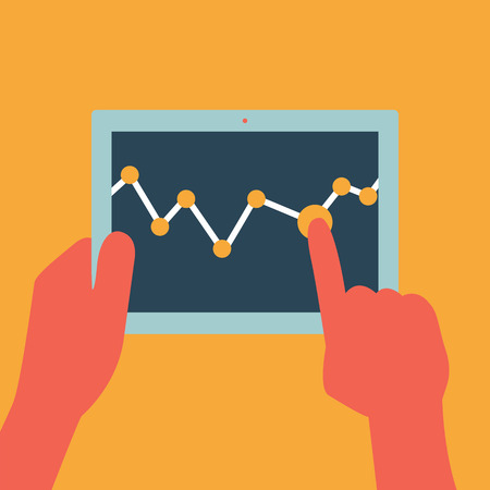 tablet in hand.vector illustration.のイラスト素材