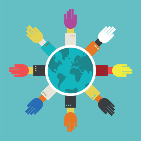 hands around the globe.vector illustration.のイラスト素材