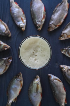 Beer and dried fish. Russian snack .の写真素材