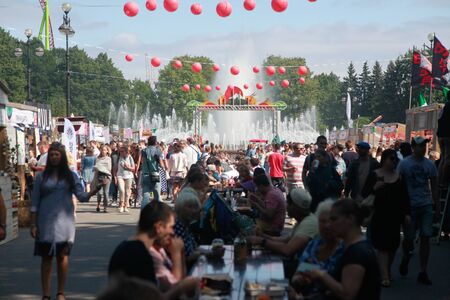Russia, St. Petersburg, Krestovsky island, 28 July 2019. Festival "Oh Yes, food!"のeditorial素材