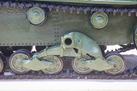 Support rollers of the t-26 light Soviet tank, daylight illumination