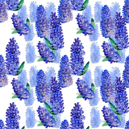 Lilac flowers bunch white art design background. Beautiful violet Lilac flower closeup. Watercolor nature floral backgroundの写真素材