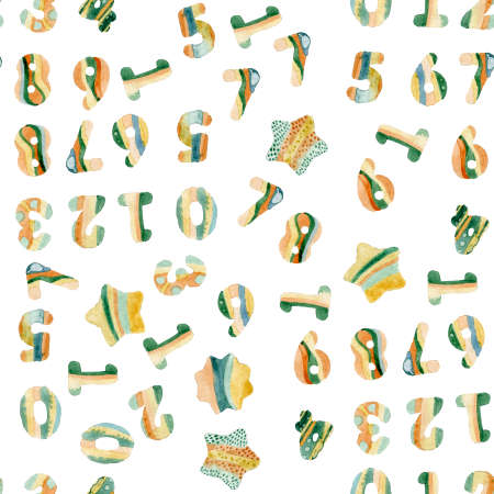 Background of numbers. from zero to nine. Numbers texture. Currency symbols. Numerology. Mathematical equations and formulasの写真素材