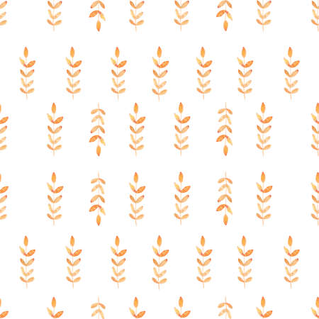 Seamless floral pattern with watercolor blue branches with leaves, hand drawn isolated on a white backgroundの写真素材