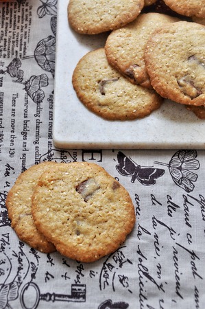 Cookies with sesame and milk chocolateの写真素材