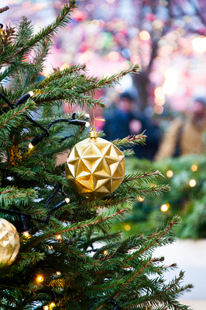 Christmas tree, spruce branches, cones. Christmas decorationsの写真素材