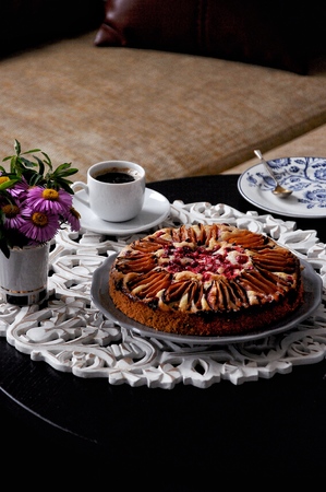 Plum pie on the famous recipeの写真素材