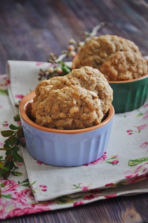 Homemade oatmeal cookies with raisinsの写真素材